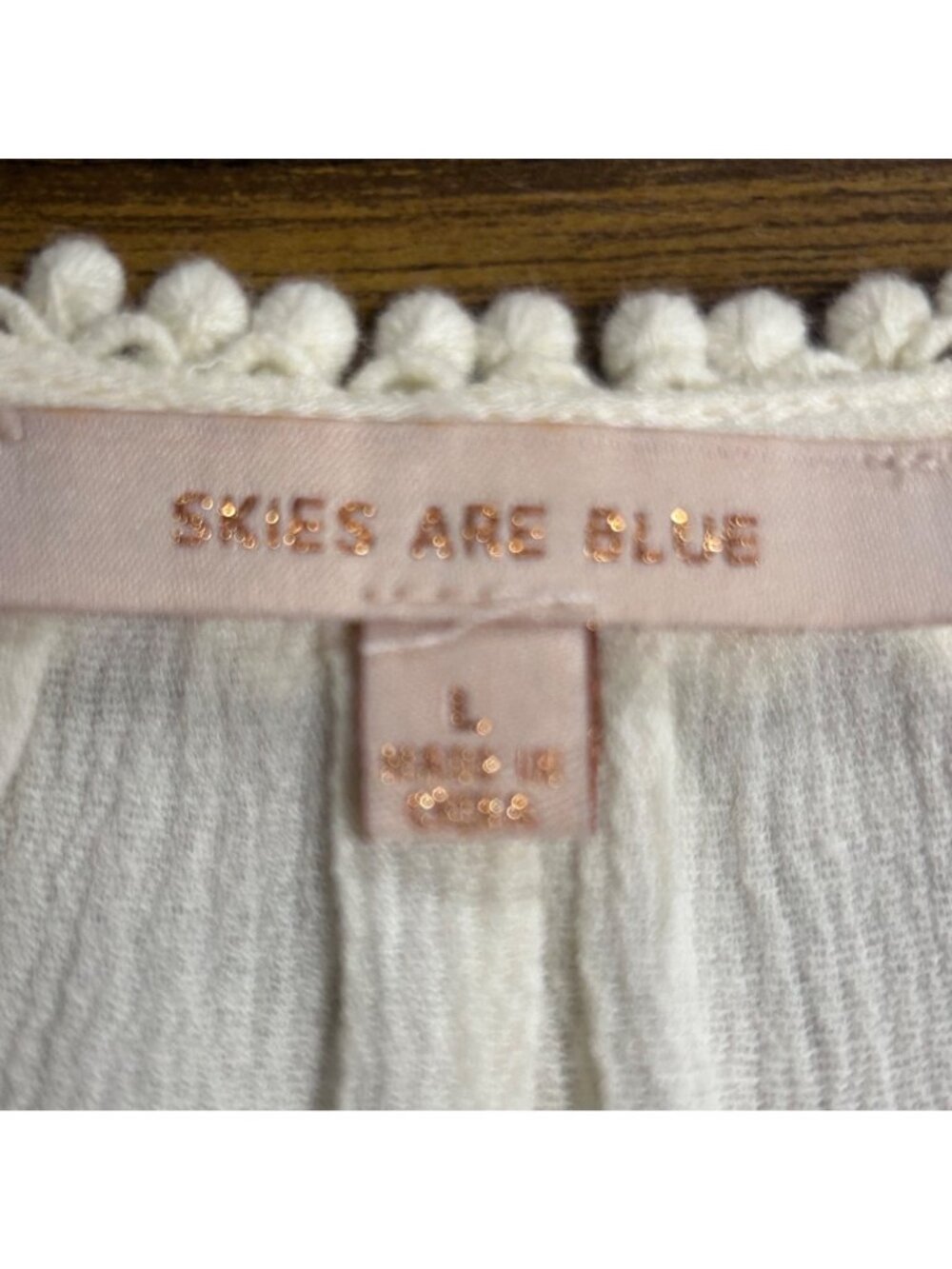 Skies Are Blue Womens Size L Sleeveless Pintuck Lace Trim Ivory Blouse Top EUC - Picture 7 of 11